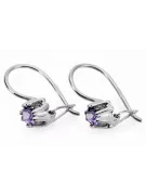 Kolczyki z 925 Srebro 14k 583 z Alexandrite vec053s Sowiecki styl Vintage Biżuteria Art Deco